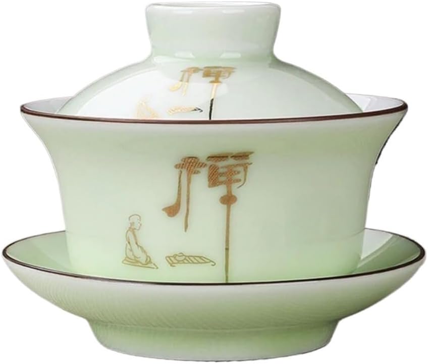 Ceramic Chinese teacup， 190ml Hand Painted Porcelain Ceramic Gaiwan Chinese Teaset Teaware Tureen Tea Cup