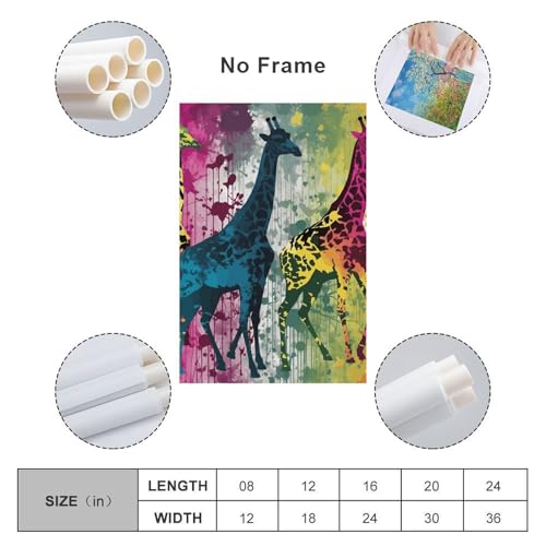 Impression sur toile girafe colorée moderne Deco murale chambre