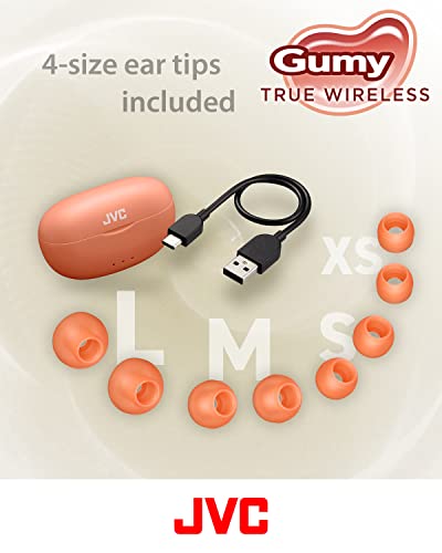 Image of JVC Gumy True Wireless Earbuds, Bluetooth 5.3, Charging Case, 24-Hour Playback, IPX4 Water Resistant, Comfortable Secure Fit with XS /S /M /L Earpieces, Built-in Mic for Calls, iPhone /Android /PC - HAA7T2