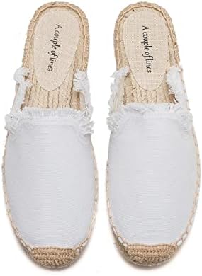 A COUPLE OF LINES Solid Color Womens Mule Shoe - Breathable and Comfortable Womens Dress Flats, Nonslip Flat Espadrille, Can Be Worn with Jeans, Skirts, Dresses, Shorts(White,10) | Image 4