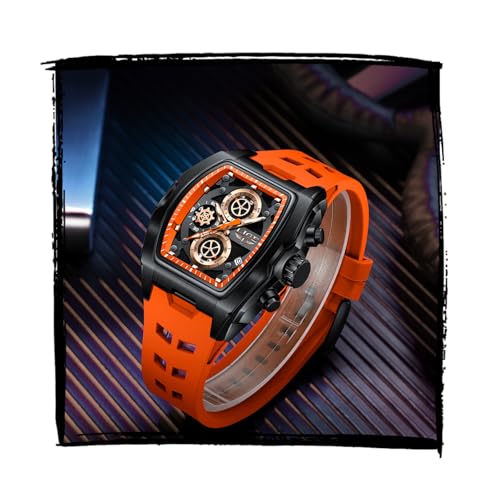 Image of LIGE Mens Watches Luxury Tonneau Watches for Men Waterproof Analog Watch Chronograph Calendar Date Men's Dress Business Work Watch Large Square Face Wristwatch