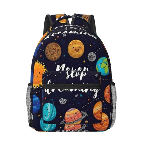 Sac à dos ordinateur imprimé planète noir taille unique pour voyage et travail
