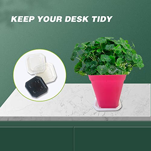 Grow-Green 100 Pack 2.7 Inch Plastic Plants Pots Saucer, Square Flower Planting Pots Tray,Plant Seedling Pots Plate For All House Plants, Herbs, Flowers, Black, 2.7 Inches Saucers #TOP3