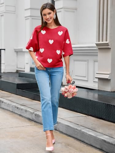 Image of Cicy Bell Womens Half Sleeve Sweaters Oversized Boat Neck Knitted Pullover Sweater Trendy Casual Loose Fit Fall Tops