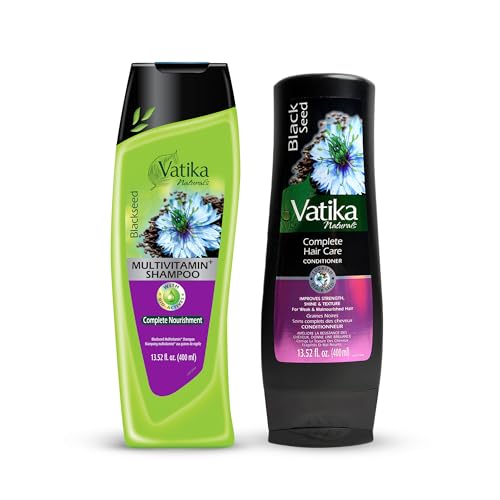Vatika Naturals Blackseed Shampoo & Conditioner Combo 400ml | Repairs Damaged Hair, Controls Frizz, Prevents Dryness, Strengthens Roots, Adds Shine | Nourishing Turkish Blackseed Hair Care