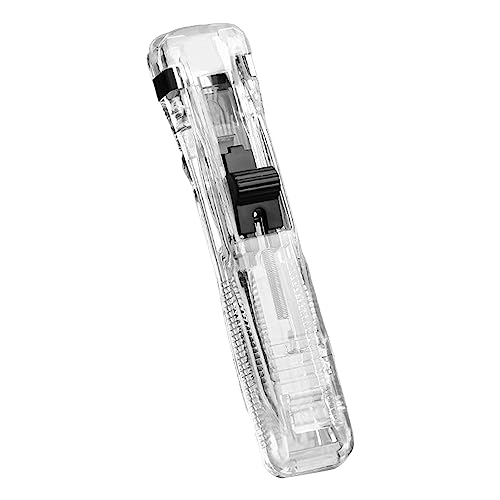 Handheld Paper Clam Clip Dispenser, Handheld File Sticky Note Paperclip Dispenser for Office and School Files, Kitchen Grocery Bags(Transparent)