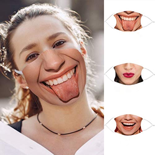 Preisvergleich Produktbild 4 Stück Anti-Staub-Gesichts-Bandanas, lustiger Aufdruck, wiederverwendbar, Mundschutz mit Ohrschlaufen, verstellbar, waschbar, für Erwachsene, Outdoor