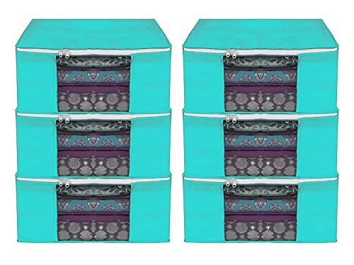 Image of AI ANKIT INTERNATIONAL Saree Cover Bag /Solid Green Saree Cover Bag /Saree Covers For Storage /Pack of 6