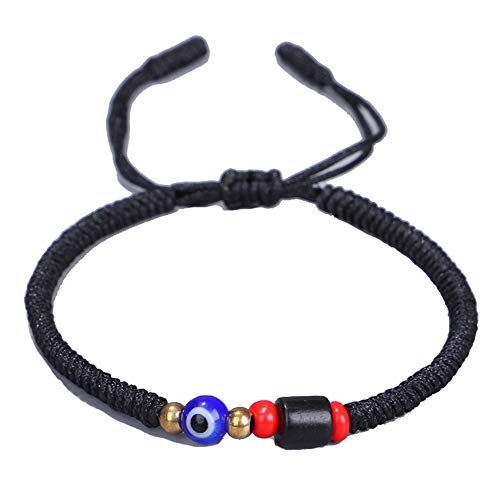 Kelistom Red/Black Evil Eye Bracelet For Women Men Teen Girls Boys Hand-Woven Tibetan Buddhist Bracelets For Protection And Good Luck (Black) #TOP5