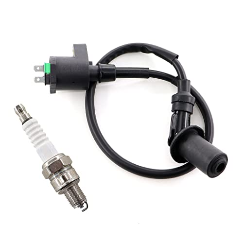 MCHNIC 12V Zündspule mit Zündkerze für ATU Explorer Race GT 50cc, Wild Eagle Level 100, Baotian BT49QT BT50QT, Benzhou YY50QT, Retro Star, Flex Tech, REX RS 400 450 500 600 700 750 900
