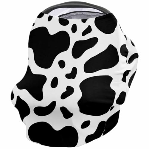 Nursing Cover for Breastfeeding Scarf, Black White Animal Cow Texture Baby Car Covers Super Soft Multi Use for Canopy Shopping Cart Cover Blanket Stroller Cover