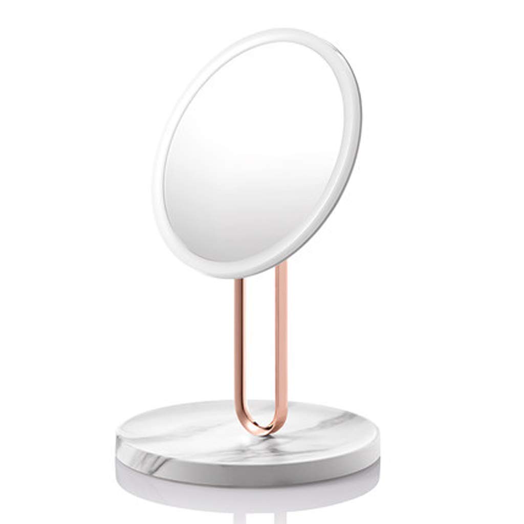 Genérico Espejo de Maquillaje LED, Espejo de Maquillaje, Espejo de Maquillaje LED con luz Diurna HD, Espejo de Mesa, Espejo de Maquillaje con luz, pequeño y práctico (Color: Rosa) (Color: Blanco) (Mu