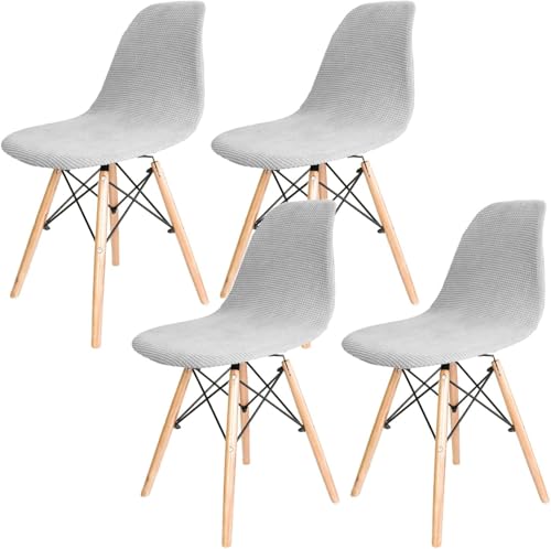 Dioxide 4er Set Fundas para Sillas de Comedor Funda de Silla Nordica Elásticas Cubiertas Fundas para Silla Escandinavas Sin Brazo Ajustables Lavables Protectoras de Sillas Stuhlhussen