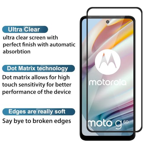 Image of POPIO Tempered Glass Screen Protector Compatible For Motorola Moto G60 / Motorola Moto G40 Fusion (Black) With Edge-To-Edge Protector Coverage And Easy Installation Kit For Smartphone