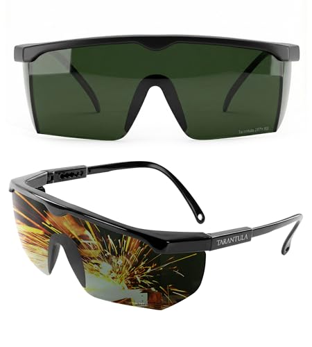 Image of Tarantula Welding Safety Glasses, IR 5.0 Shade Lens, ANSI Z87.1 Certified, Double-Sided Anti-Fog, Anti-Scratch & Impact-Resistant, Wraparound UV Protective Goggles