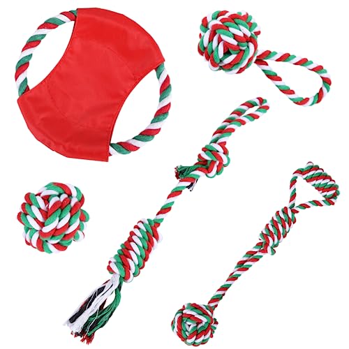Juguetes para Perros, Pack 5 Juguete Perro Cuerda Fuerte y Accesorios para Perros Tamaño juguetes para perros Medianos de Alta Durabilidad-Mordedor Perro Mediano-Duros Juguetes morder para Perros