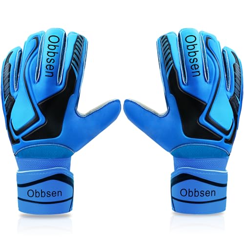 Obbsen Torwarthandschuhe für Kinder und Erwachsene, Fußball Handschuhe Torwart mit Fingerschutz, Latex-Anti-Rutsch-Griff, Extra Starkem Grip für Herren Damen