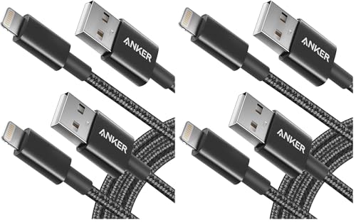 Image of Anker 6 ft Premium Double-Braided Nylon Lightning Cable, Apple MFi Certified for iPhone Chargers, iPhone X /8 /8 Plus /7 /7 Plus /6 /6 Plus /5s, iPad, iPad mini, and More (Black) (Pack of 2)