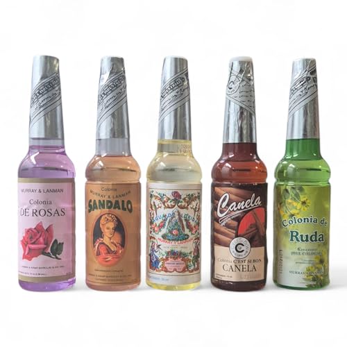 Pack Aguas Aromáticas Tradicionales 70 ml (5 Unidades) – Florida, Ruda, Canela, Rosa y Sándalo | Estuche Cosmético Aromático | Uso Ritual y Ambiental