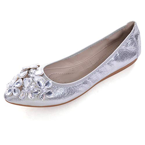 LUXINYU Women's Slip on Flats,Crystal Butterfly Buckle Comfort Ballet Foldable Soft Pu Flat Shoes4