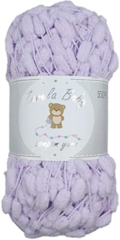 Zarela Baby Pom Pom Yarn Wool (25 White-Cream-Pink-Rose)