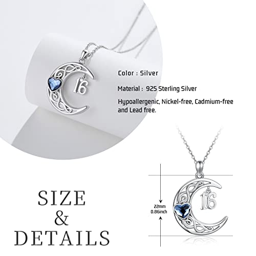 18 Year Old Girl Birthday Gifts/ 10th/13th/16th/21th/30th/40th/ 50th/60th/70th Birthday Gifts for Girls Daughter 925 Sterling Silver Celtic Knot Moon Pendant Necklace for Women Girls Mothers Day Christmas Anniversary Graduation Jewelry2