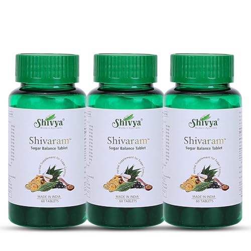 A SHIVYA Product- Modern Ayurveda | Shivram Sugar Balance | Herbal Supplement For Sugar Control, 60 x 3, 180 tablets
