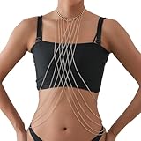 フォートゲート マルチレイヤータッセルボディジュエリー ゴールド合金 マルチレイヤー クロスチェストチェーン レディース ナイトアウト パーティー ビーチウェア ボディチェーン