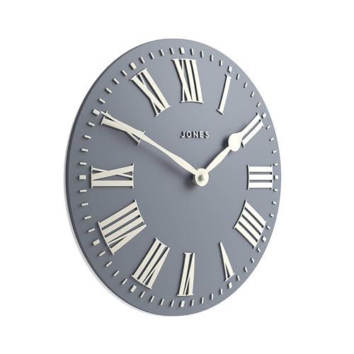 Jones Clocks® Strand Orologio a parete | Orologio convesso classico moderno | 30cm | Marina francese | Numeri romani | Ideale per cucina, soggiorno, ufficio o camera da letto