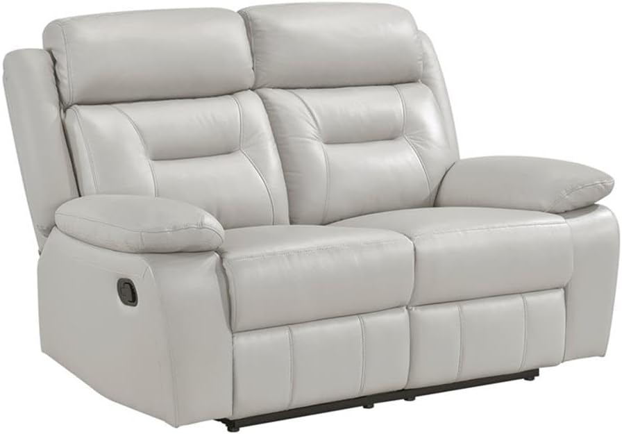 Lexicon Laconia Leather Double Reclining Love Seat in Silver