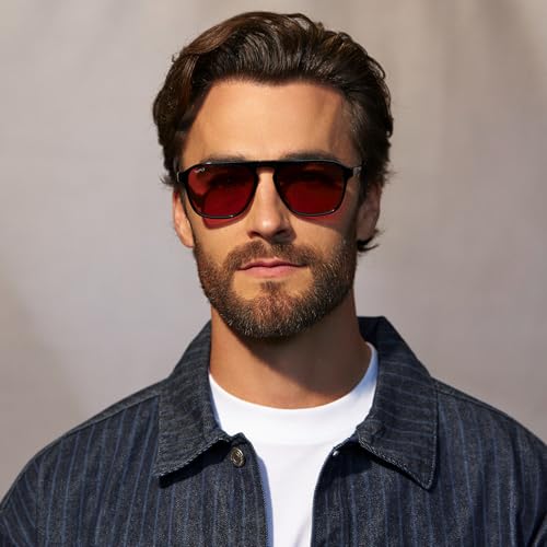 Image of WearMe Pro Emerson Men's Polarized Aviator Sunglasses, Square Frame, UV400