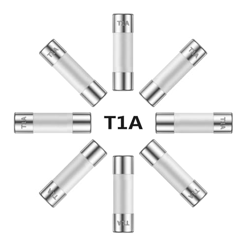 ALLECIN 5x20MM 1A 250V Slow Blow Ceramic Fuses 0.2 x 0.78 Inch 1 Amp 250 Volt Time Delay Tube Fuse T1AL250V (Pack of 10Pcs)