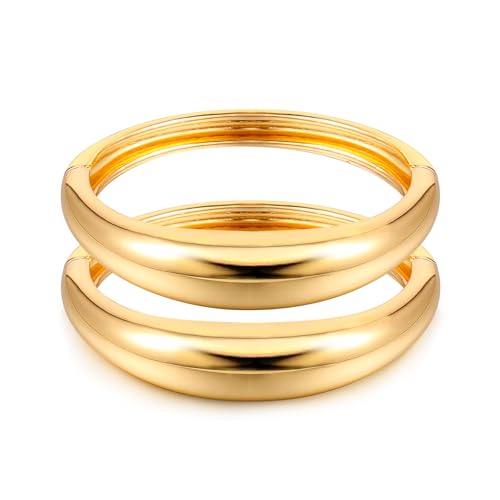 Elegance 11 Designs Gold Cuff Bangle Bracelets For Women Set Chunky Trendy Gold Bracelet Minimalist Hinged Arm Cuff Jewelry Gift 2Pcs cover