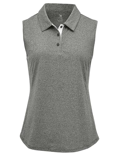 Image of BGOWATU Women's Golf Shirts Sleeveless Polo Shirts Collared 3 Buttons Tennis Tank Tops UV Protection Quick Dry