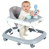 Lauflernhilfe für Jungen und Mädchen,Baby Gehfrei Lauflernwagen mit Spielcenter,Geräuscharm, Anti-Rollover, Lernspiele ab 6 Monaten, max. 15 kg (67 x 72 x 92 cm - Grau)