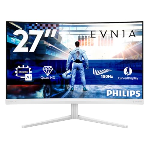 Gaming Monitor 27M2C5501 27 pollici, Curvo, 2560x1440, WQHD, 180Hz, Fast VA Panel, 0.5ms MPRT, , (HDMI2x 2.0 DP 1x 1.4) Adaptive Sync, HDR10, FreeSync Premium, Bianco - Monitor - Immagine 1