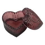 WHSLILR Glass Jewelry Box Heart Shape Cute Box for Storage Ring Earring Trinket Vintage Jewelry Organizer Decorative Gift for Women Girls-GRB003-Red