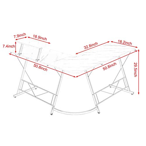 Mr Ironstone L-Shaped Desk 50.8" Computer Corner Desk & 39.4” Bar Table Pub Dining Height Table Black Bistro Table #TOP4