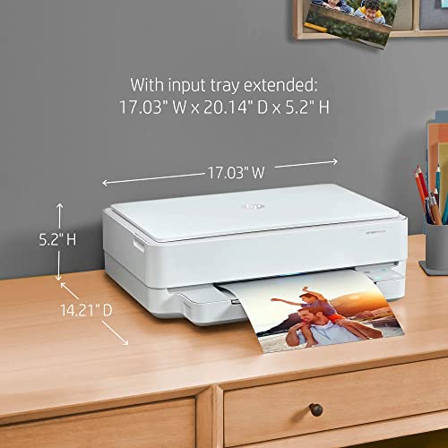 Hp Envy 6052E All-In-One Wireless Color Inkjet Printer, Print Copy Scan, 2-Sided Printing, Wifi Usb Bluetooth Connectivity, Instant Ink Ready, White (Renewed) #TOP12