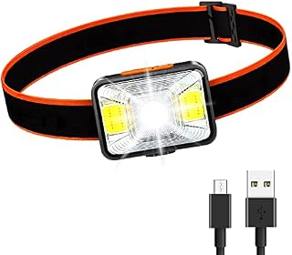 DeTake LED Head Torch, Head Lamp Rechargeable 1800mAh 1800 Lux Super Bright with 5 Light Modes Red Light&White Light IPX5 Waterproof Light Head Torch for Fishing, Camping, Cycling, Hunting, Hiking