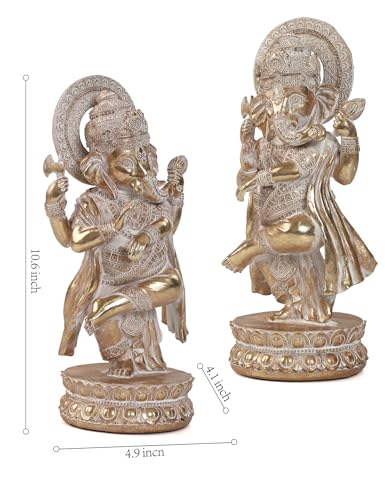 Estatua de Ganesha hindú de resina decorativa dorada miniatura 2