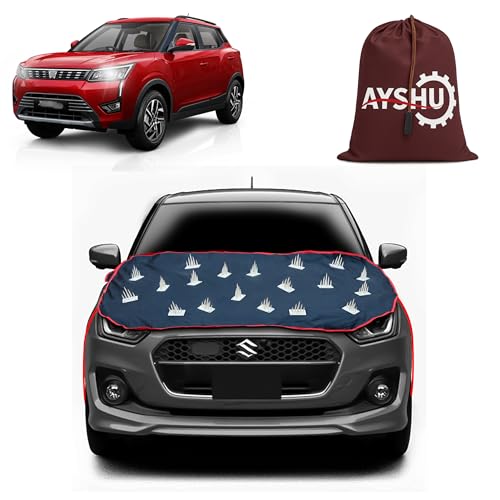 Image of AYSHU Dustproof Car Protection with Spikes for Dogs Compatible with Mahindra XUV 300 | Anti-Scratch Bonnet Guard | Heavy Duty Waterproof & UV Resistant Car Body Cover, Black