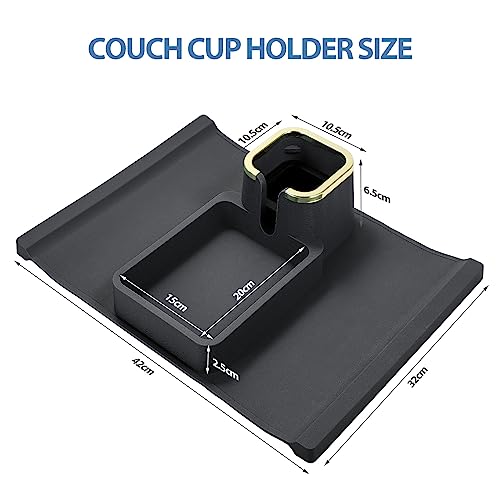 Cinnani Sofatablett, Couch Getränkehalter & Sofa Tablett Silikon,Sofatablett Rutschfest,Sofatablett mit Getränkehalter,Rutschfeste Basis Getränkehalter Couch Armlehne(Schwarz)