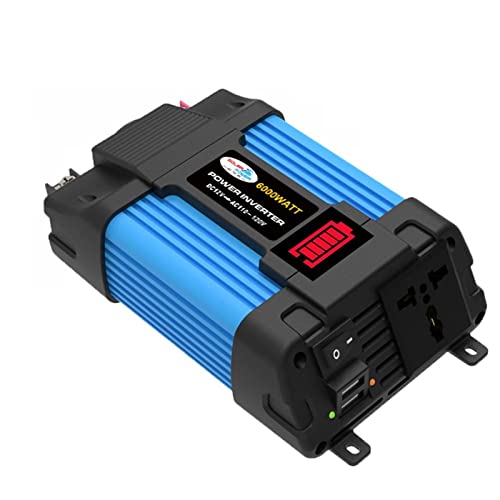 Power Inverter Modified Sine Wave Inverter 6000W Peak Uninterruptible 12V 220 Inverter 12V 230 Pure Sine Modified Sin Wave With Car Charger Power Supply 500W PowerBank for Vehicles Camping Road Trip(6