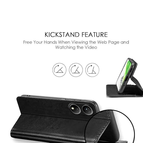 Image of WOW IMAGINE Shock Proof Flip Cover Back Case Cover for Itel P55 5G (Flexible | Leather Finish | Card Pockets Wallet & Stand | Black)