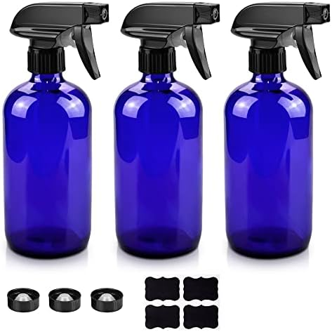Glass Spray Bottles - 3 Pack 16 oz Refillable Clear Spray Bottles for Hair