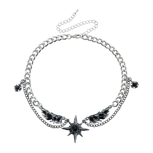 Image of Gothic Necklace for Men & Women, Dark Aesthetic Layered Chain Jewellery, Bold Streetwear Accessory, Unisex Gothic Jewellery for Casual & Y2K Fashion Outfits, Alloy Material