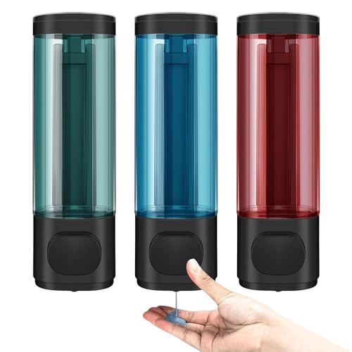 Soap Dispenser,Shampoo Dispenser Wall Mounted Soap Dispenser for Bathroom,3 Chamber 300mL*3 Plastic Shower Gel Dispenser Shampoo and Conditioner Dispenser Hand Body Wash No Drill Set Home Hotel