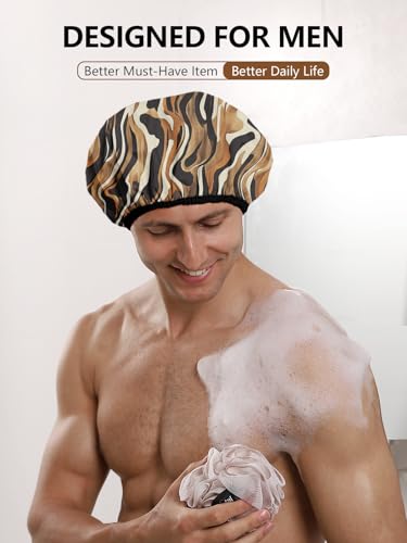 Years calm Shower Cap for Men, Waterproof Reusable Hair Cap with Dual-Layer Design, Reversible Double-Sided Use, Stretchable Elastic Band, Comfortable Fit for Shower, Gym, Hair Care & Travel