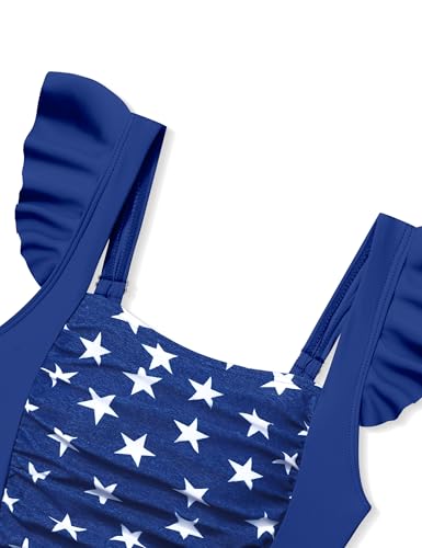Image of Girls Swimsuit Ruffle Solid One Piece Bathing Suits 7-18 Years | Teen Bathing Suits for Girls Ruched Sleeveless Girls' Swimwear